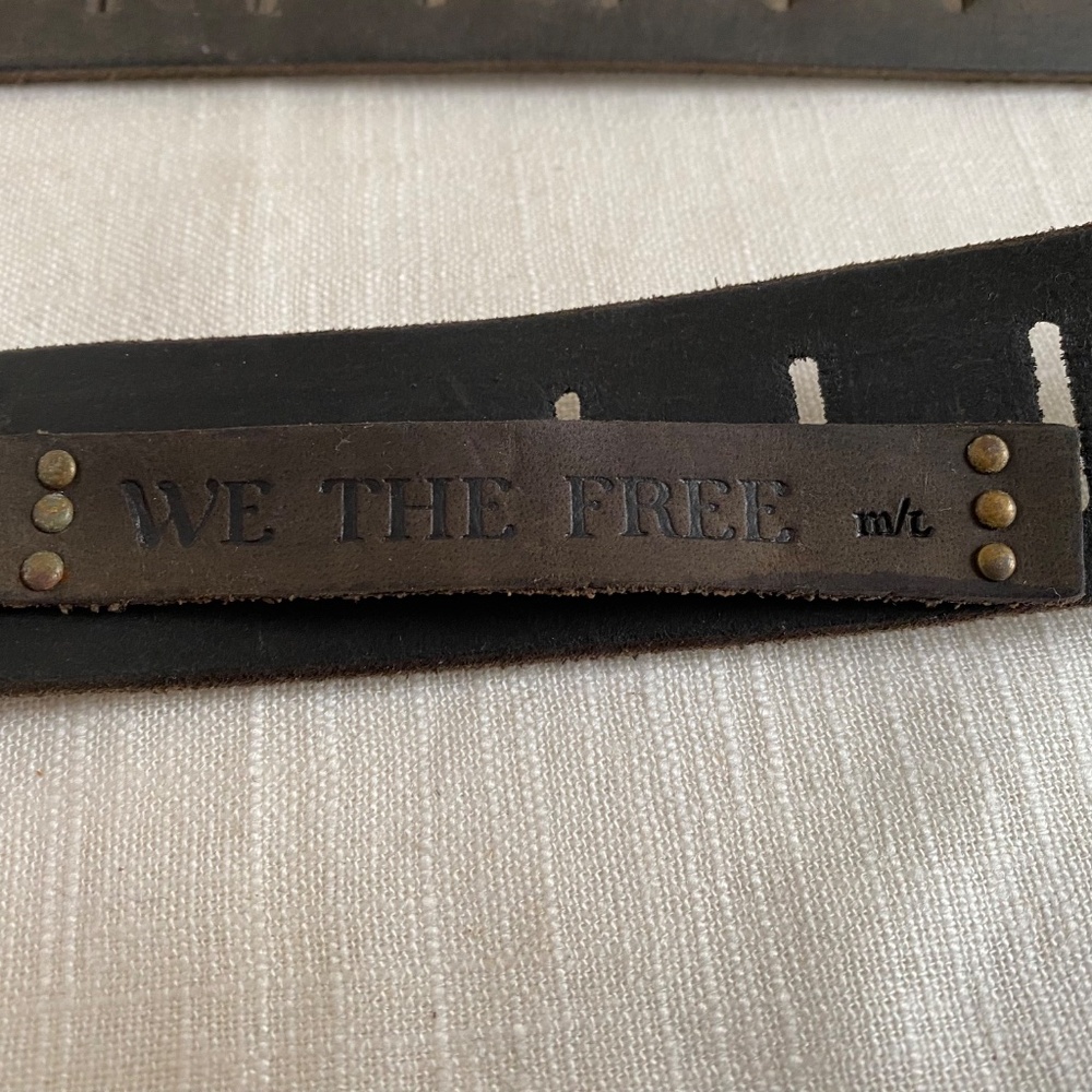 NWOT Free People chunky brown leather belt with brass buckle Sz M/L - Picture 4 of 10
